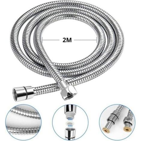 Tuyau de Douche - - 2m - Acier Inoxydable - Anti-Explosion - Flexible et Léger (1/4)