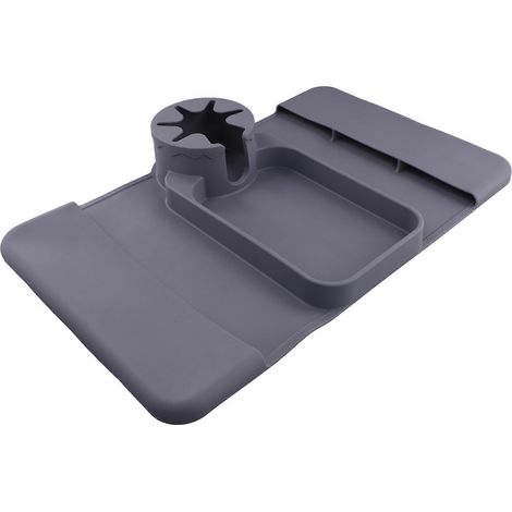 Porte-gobelet en silicone pour canapé, plateau multifonctionnel et robuste pour accoudoir de canapé avec poches latérales, facile à installer, porte-gobelet pour fauteuil (1/5)