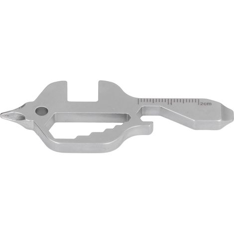 Outil de poche forme poisson en acier inoxydable multifonction porte-clés extérieur ouvre-bouteille clé plate tournevis mètre 7.8x3cm gris (1/5)