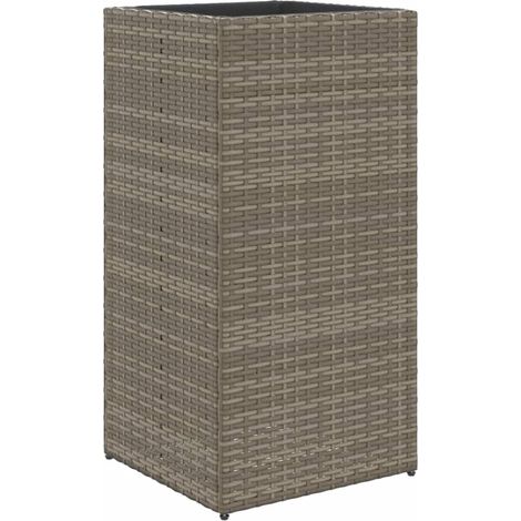 Fioriera rialzata per piante e fiori terrazza/giardino 40 x 40 x 80 cm resina intrecciata grigia 020037586