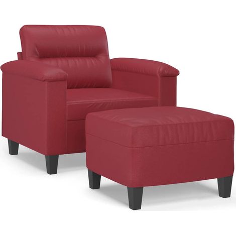 Maison Exclusive - Sessel mit Hocker Weinrot 60 cm Kunstleder