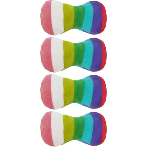 Lot de 4 jouets couineurs en peluche pour chien, joli jouet à mâcher en forme d'os coloré (1/4)