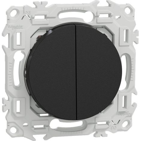 Schneider – Double interrupteur va-et-vient 10 AX – Compatible plaques Odace – Noir onyx – Commande de deux circuits
