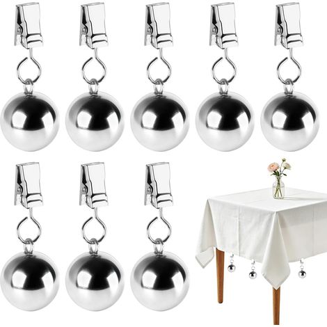 Set de 8 contrepoids de nappe extérieure - contrepoids de nappe en acier au carbone rideau extérieur avec clip en métal dentelé, 65 g, surface polie (1/5)