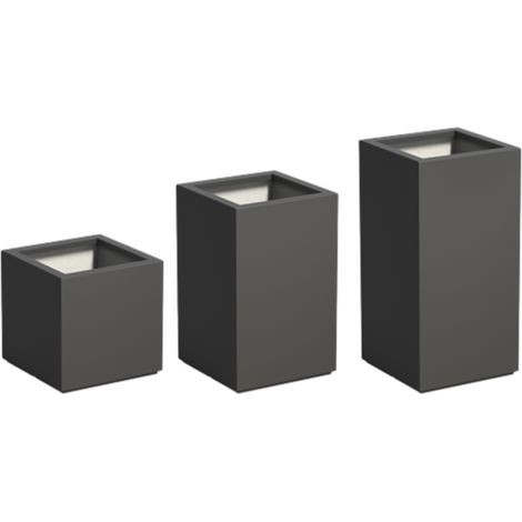 Adezz Pflanzgefäß Carrez mit Boden Fiberglas Pflanzkübel Blumenkübel schwarz