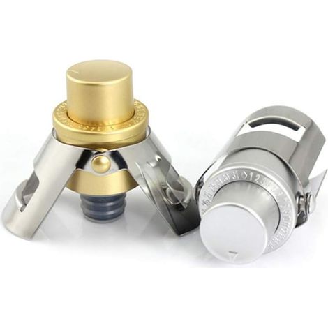 Set mit 2 Champagnerverschlüssen mit integrierter Druckpumpe zum Halten (1/5)