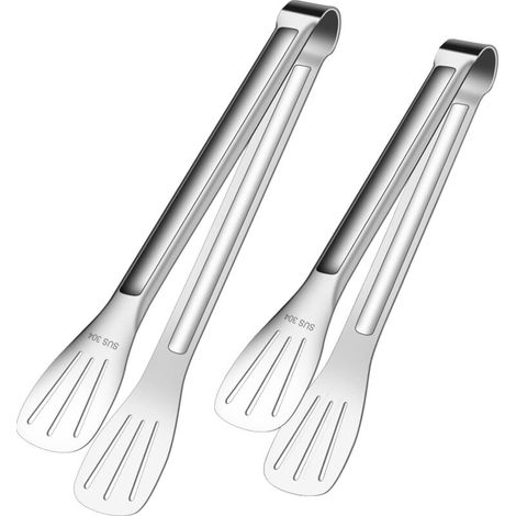 Pinze da cucina in acciaio inox per grigliare e servire in tavola – accessori per buffet di insalate e dolci, antiscivolo, resistenti e lavabili in lavastoviglie - Crezuo