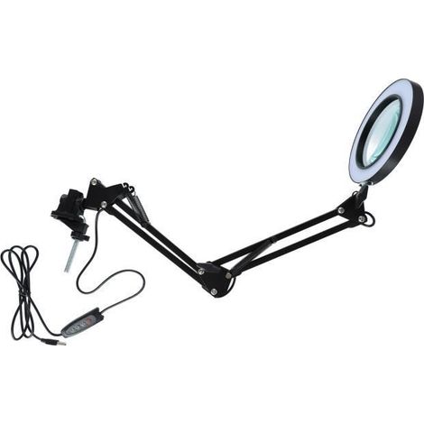 Lampe de bureau grossissante SALALIS - Loupe 10X - Lumière LED réglable - Pince pour entretien bricolage outils (1/4)