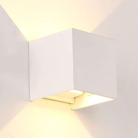 Applique murale carrée LED intérieure, moderne, dimmable, lumière chaude, coque blanche, 10x10x5 cm (1/5)