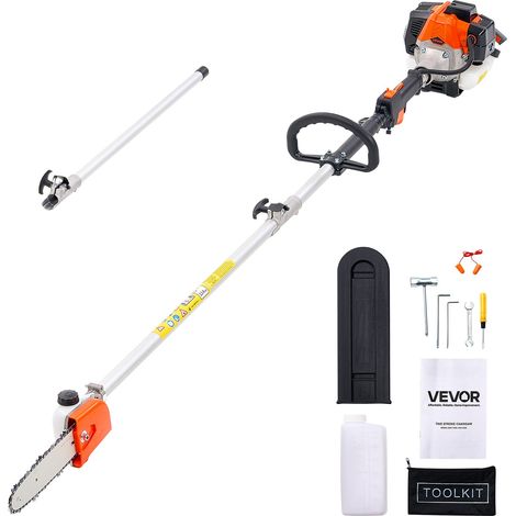 Élagueuse Thermique sur Perche à 2 Temps, 25 cc, Élagueuse sans Fil à Essence, avec Perche Extensible 2 m - 2,74 m, Guide-chaîne 20,3 cm, Réservoir de Carburant 650 ml, pour Élagage des Arbres (1/5)