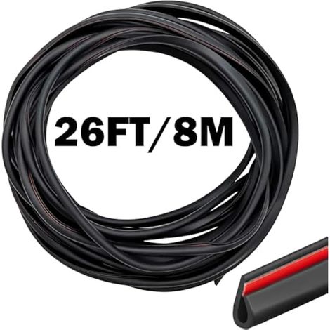 Protège Portière Voiture 8M Noir, Joint Porte en PVC Forme U, Bande de Protection de Bord Pour la Plupart des Voitures (1/4)