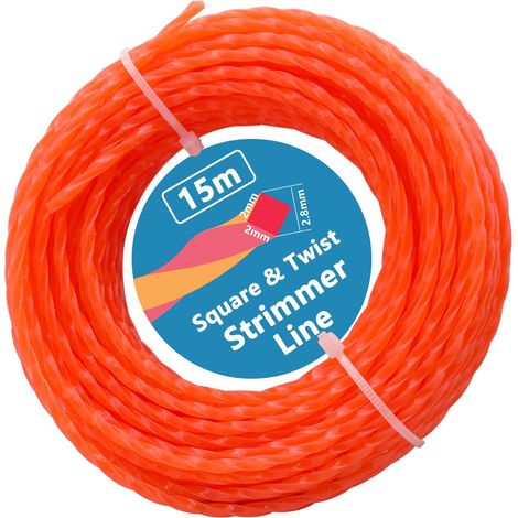 Hochleistungs-Vierkant-Trimmerfaden, 2,8 mm – 3 mm Durchmesser, 15 m Länge, Nylon-Trimmerschnur für elektrische Garten-Freischneider, E3015 (1/5)