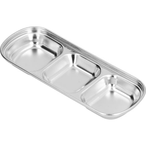 Gewürzschale aus Edelstahl, für eingedickte Hot-Pot-Soße, unterteiltes Fach, Snackschale für die Kantine, 3 Fächer (1/5)