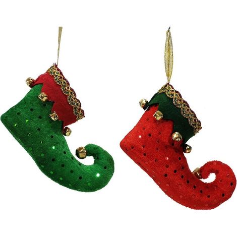 Stivale scarpa Giullare addobbi natalizi palline per albero natale decorazioni 6pz cm9 particolari (1/4)