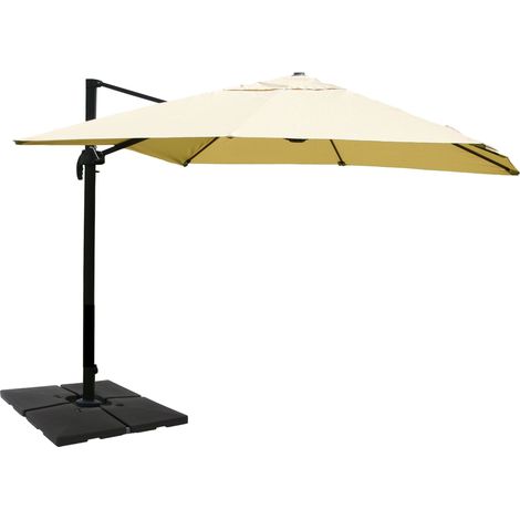 Décoshop26 – Parasol déporté 3x4m crème – Aluminium/acier – Résistant au vent – Mât rotatif avec réglage hauteur – Housse 100% polyester – 40003313