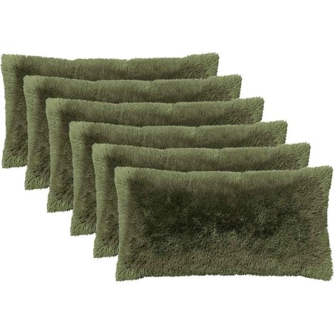 Housse de coussin 6 pcs HEERLEN Vert 40 x 80 cm Fleece PV vidaXL