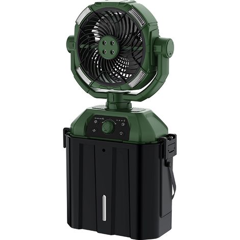 Rechargeable portable misting fan for hot weather – Automatic rotating camping fan (green) (1/5)