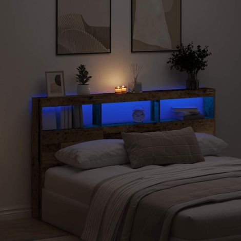 Cabecero de cama con LED madera vieja 180x17x102 cm vidaXL