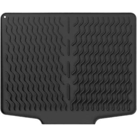 Alfombrilla de silicona para escurrir platos - 40 cm x 32,8 cm, alfombrilla para fregadero con superficie angulada para un drenaje óptimo, resistente al calor, antideslizante, alfombrilla de escurrido (1/5)