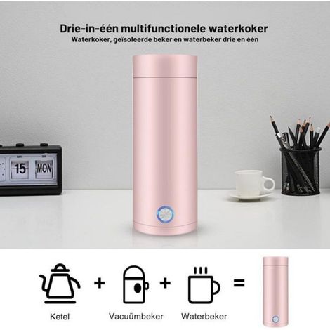 Bouilloire portable - 1 pièce, Rose 400ml mini bouilloire voyage camping ébullition rapide 5min - Couleur rose Étiquette (1/5)