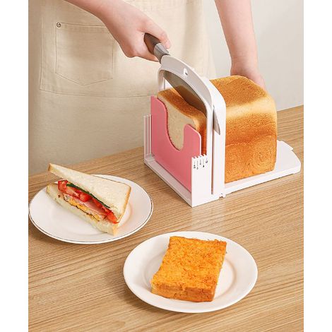 Support de coupe pour pain de mie, guide‑trancheur pliable avec graduations, outil pour trancher le pain maison pour sandwich et boulangerie DIY (1/5)