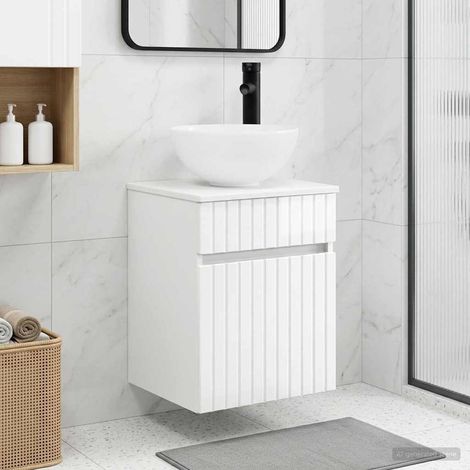 vidaXL Mobile lavabo da parete Bianco Lucido 39 x 35 x 63 cm