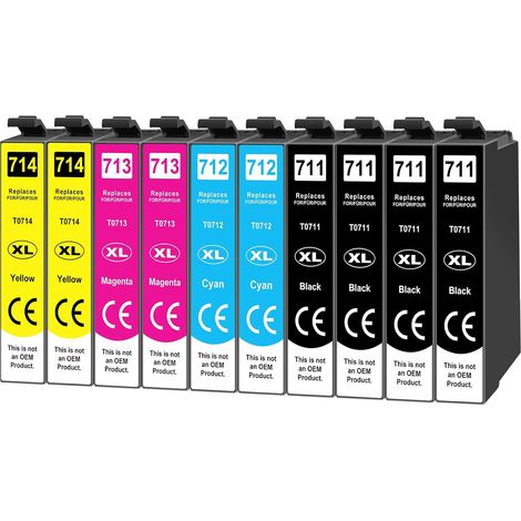 10x Cartouches d'encre compatibles avec Epson T0715 Multipack (1/5)