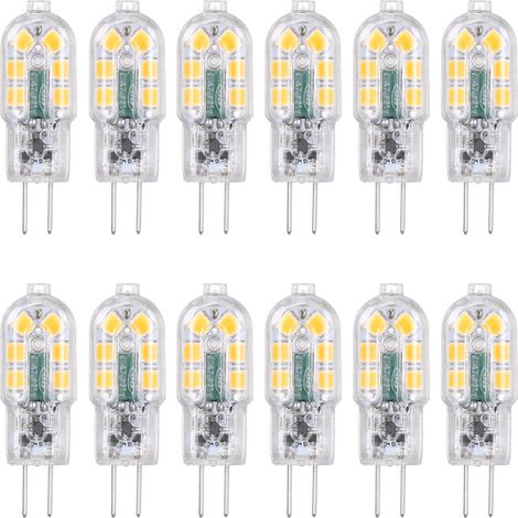 AC/DC 12V 3W G4 LED-Glühbirne, entspricht 30W Halogenlampe, energiesparend, bruchsicher, 360° Abstrahlwinkel, 160lm, nicht dimmbar, flimmerfrei, 12er-Pack (3000k warmweiß)