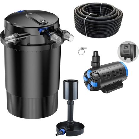 Druckteichfilter Set CPU 30000 regelbare Eco Pumpe 10m Schlauch Standskimmer Nr.52