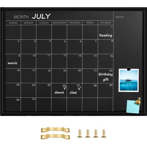 Tableau Calendrier, 60 x 80 cm, Tableau à Surface magnétique avec Cadre Noir, utilisé pour la Planification/Plans Scolaires/mémos, Tableau à Suspendre pour Le Bureau, l'école et la ma (1/5)