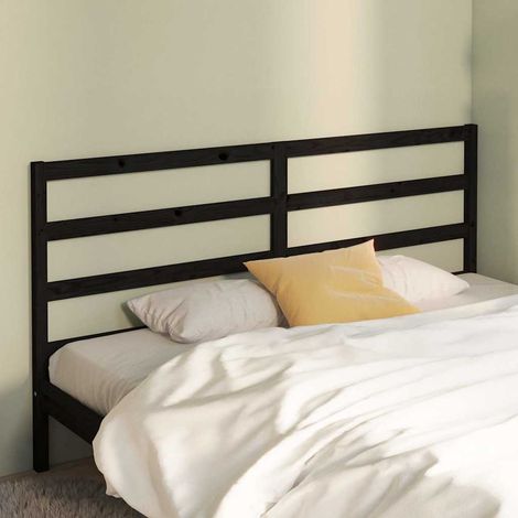 vidaXL Cabecero de cama madera maciza de pino negro 206x4x100 cm (1/5)