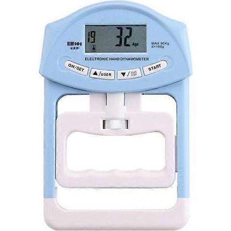 Dynamomètre manuel numérique bleu, mesure de force automatique, force de préhension électronique jusqu'à 90 kg (1/5)