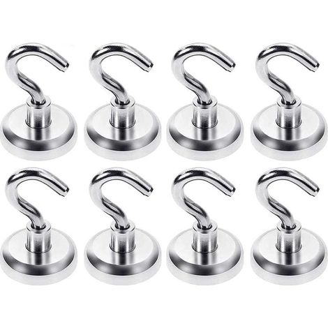 Crochets magnétiques, aimant puissant en néodyme 18 kg Force de traction, pour accessoires de cuisine, 25 mm, paquet de 8 (1/5)