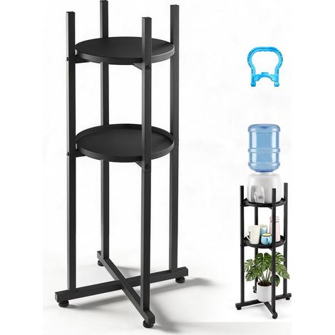 Support de Bonbonne d'Eau Rack Rangement 1 Bidon 2 Niveaux Cadre Métal Étagère Amovible pour Cuisine Bureau Salon (1/5)