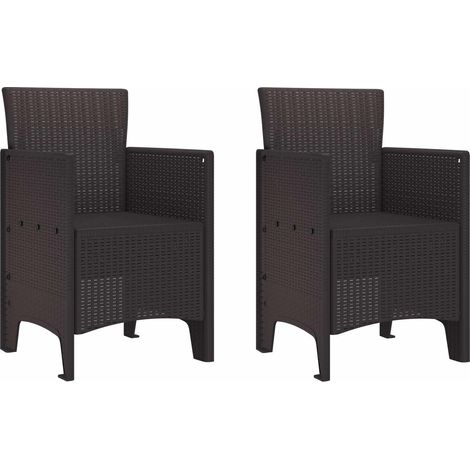 Chaise de jardin-Chaise de terrasse-Chaise d'extérieur 2 pcs Marron 53 x 49 x 85 cm Polypropylène 486974 (1/5)