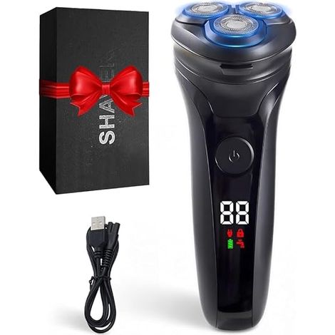 Electric Shaver, Floating Head, Electric Shaver, Waterproof for Shaving, Rotating Heads, Trimmer (Black) (1/5)