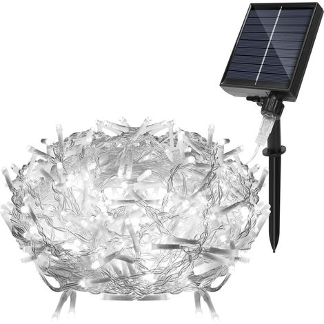 Jiubiaz 10M Solar String Light Natale LED Tenda 400LEDs Natale Tenda Luce Decorazione Finestra Natale Matrimonio Compleanno Casa Patio Bianco Freddo (1/5)