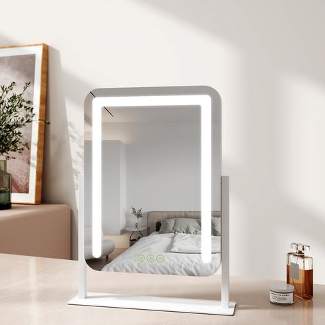 EMKE Hollywood Vanity Mirror with Lights Dressing Table Mirror with 7X Magnifier, 3 Color Lighting, Rotation and Memory Function, 40x30cm, White (1/5)