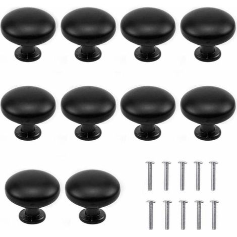 Noir - 10 pcs poignées de tiroir, noir mat, poignées de meuble, poignées de tiroir, poignées d'armoire, ensemble de poignées de tiroir, poignées de meuble avec dôme, poignées 30mm (1/5)