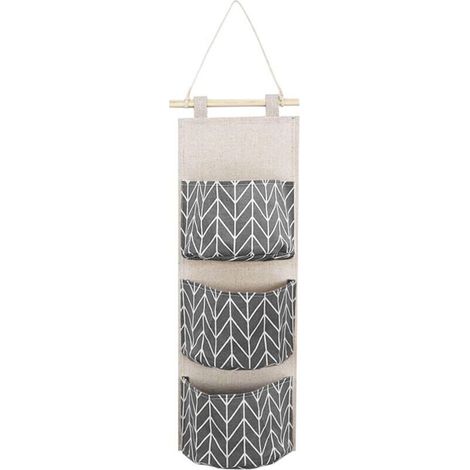 Sac de Rangement Suspendu avec des Poches. sac de Rangement Mural Pratique de Multicouche. sacs de Rangement en Coton et Lin Imperméable. sacs de Rangement Mural (Gris) (1/5)