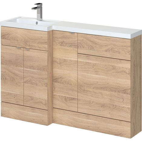 Hudson Reed Fusion LH Combination Unit with 600mm WC Unit - 1500mm Wide - Bleached Oak (1/5)