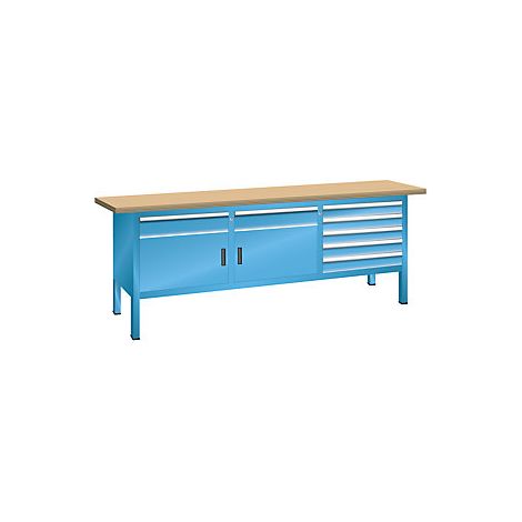 Banco de trabajo con tablero de haya maciza  bastidor modular 