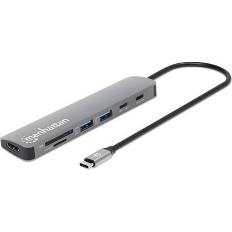 MANHATTAN USB-C PD 4K Dockingstation USB C-Stecker auf HDMI 4K60Hz 2x USB-A USB-C 5 Gbit/s USB-C PD