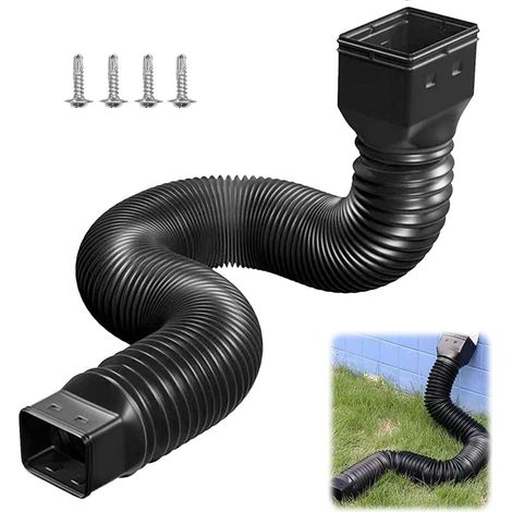 Rain Gutter Downspout Extension Set Flexible Down Spout Extender, Drain Pipe Downspout Extender Fittings, Stretchable Flexible Downpipe Extension 21" to 60", 1 Pack (1/5)