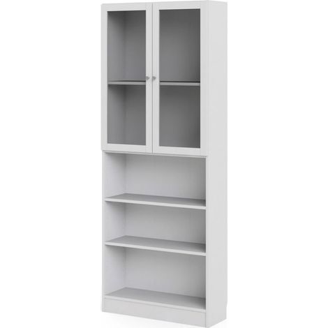 Base Regal 2 Glastüren und 2 Ablagen weiss.