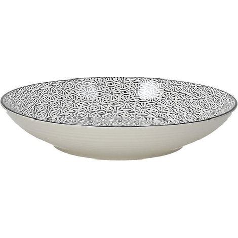 Assiette creuse 32 cm Chakra en porcelaine majolique noire