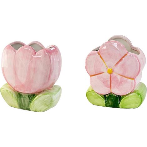 Lot de 2 porte-stylos en céramique à motif floral - Décoration de bureau (1/5)