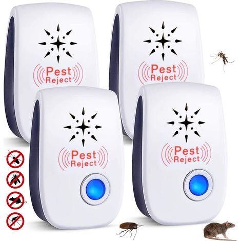 Schädlingsbekämpfungsmittel, 4er-Pack Ultraschall-Insektenabwehrmittel für den Innenbereich, elektronischer Ultraschall-Schädlingsbekämpfer