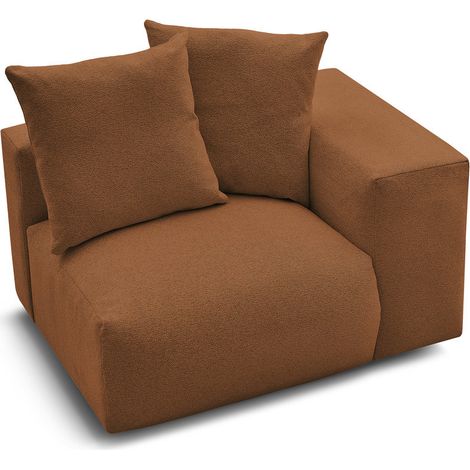 BOBOCHIC - Chauffeuse 1 place avec accoudoir pour canapé modulable VOLTAIRE tissu chiné Angle droit Orange (1/5)