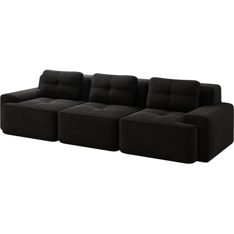 3-Sitzer modulares Sofa aus schwarzem Cord, ohne Montage (1/5)